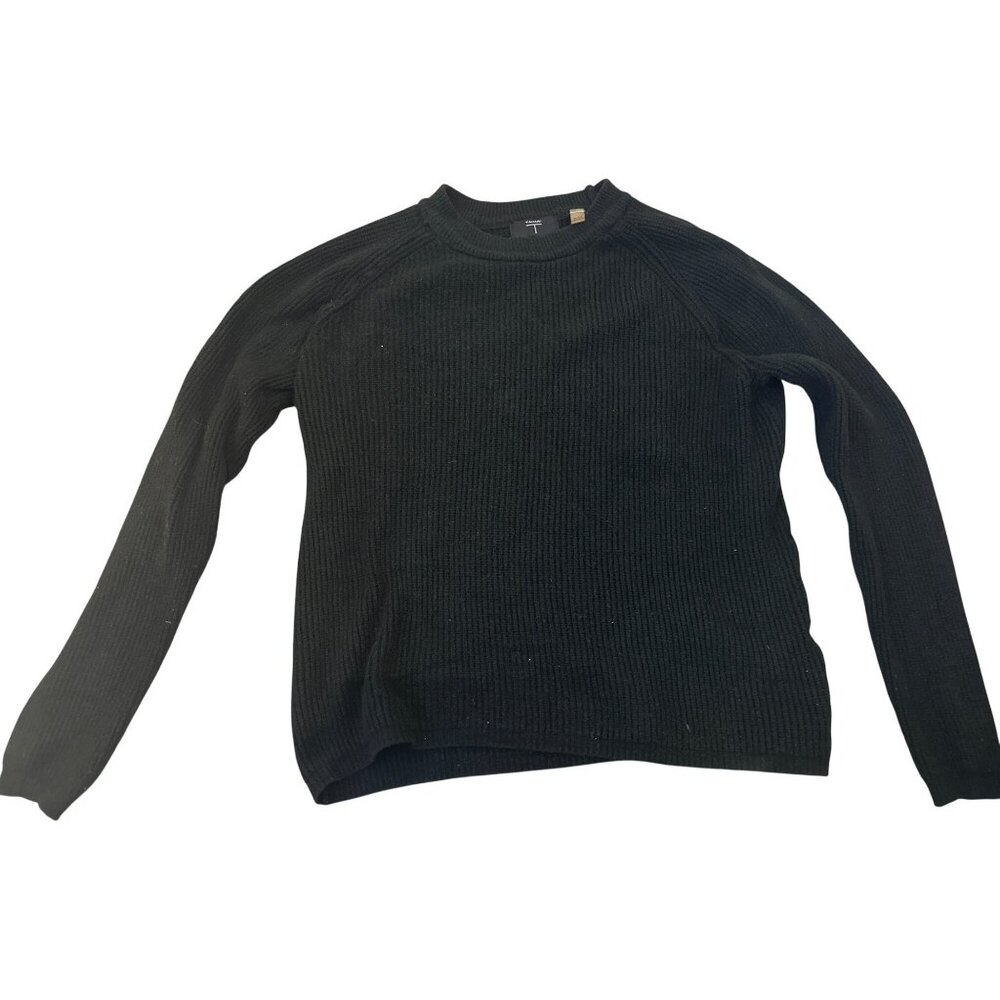 Tahari Black Ribbed Knit Long Sleeve Sweater XL Viscose Blend Crew Neck Womens